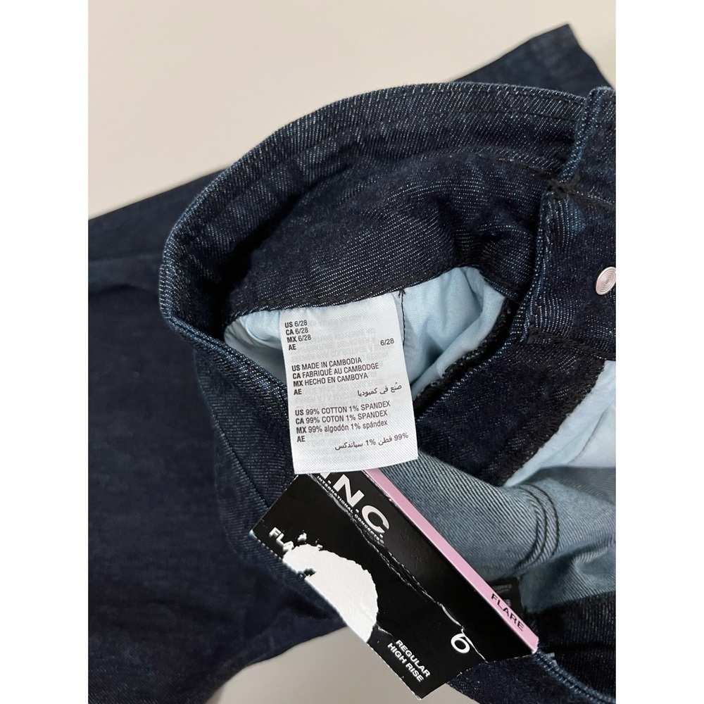 INC International Concepts Dark Denim High Rise Flare Jeans Size 6 - Picture 5 of 5